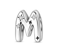 TINSLO 925 Sterling Silver Charms Beads Initial M Letter for Pandora Bracelet, Dangle Pendant Charms for Necklace and Bracelet Jewelry Gifts for Women Girls