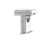 TINSLO 925 Sterling Silver Charms Beads Initial T Letter for Pandora Bracelet, Dangle Pendant Charms for Necklace and Bracelet Jewelry Gifts for Women Girls