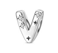 TINSLO 925 Sterling Silver Charms Beads Initial V Letter for Pandora Bracelet, Dangle Pendant Charms for Necklace and Bracelet Jewelry Gifts for Women Girls