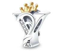 TINSLO 925 Sterling Silver Charms Beads Initial Y Letter for Pandora Bracelet, Dangle Pendant Charms for Necklace and Bracelet Jewelry Gifts for Women Girls