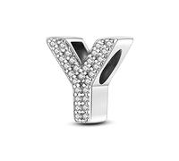 TINSLO 925 Sterling Silver Charms Beads Initial Y Letter for Pandora Bracelet, Dangle Pendant Charms for Necklace and Bracelet Jewelry Gifts for Women Girls