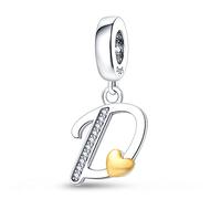 TINSLO 925 Sterling Silver Charms Beads Initial Z Letter for Pandora Bracelet, Dangle Pendant Charms for Necklace and Bracelet Jewelry Gifts for Women Girls