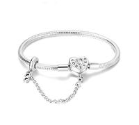 TINSLO Moments Women's 925 Sterling Silver Snake Chain Bracelet for Charms, Valentine's Day Mother's Day Birthday Gift for Mom Wife