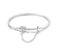 TINSLO Moments Women's 925 Sterling Silver Snake Chain Bracelet for Charms, Valentine's Day Mother's Day Birthday Gift for Mom Wife