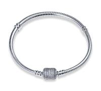 TINSLO Moments Women's 925 Sterling Silver Snake Chain Bracelet for Charms, Valentine's Day Mother's Day Birthday Gift for Mom Wife