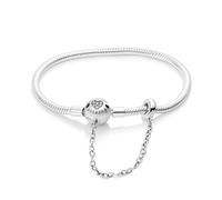 TINSLO Moments Women's 925 Sterling Silver Snake Chain Bracelet for Charms, Valentine's Day Mother's Day Birthday Gift for Mom Wife