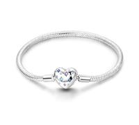 TINSLO Moments Women's 925 Sterling Silver Snake Chain Bracelet for Charms, Valentine's Day Mother's Day Birthday Gift for Mom Wife