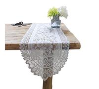 Tinsow 2 Pack Cotton Crochet Lace Rectangular Table Runner Dresser Scarf Doilies (White Without Tassels)