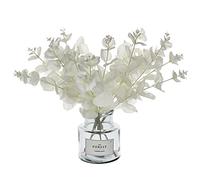 Tinsow 5 Pcs Artificial Eucalyptus Branches Real Touch Leaf Stem White Faux Eucalyptuses Wedding Bouquet Centerpiece Christmas Home Decor (White and Beige Mix, 5)