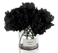 Tinsow Artificial Peony for Home Decoration, 5 Pcs Faux Black Peonies Flowers for Halloween Decoration, Silk Flowers Bouquet,(Black, 5)