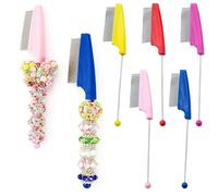 Tinsparkwin, 5Pack Beadable Pet Combs DIY Flea Tick Combs for Dogs Cats With Metal Fine Teeth Dog Comb for Grooming (Hot Pink Red Yellow Blue Pink)