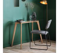 Tinsukia Oak and Glass Desk Natural Oak