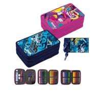 Tinta Unita Three Zip Pencil Case, Teen Version, Blue and Pink, for School, New Collection, pink, Three Zip Pencil Case