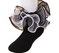 TINTAO Women Big Ruffle Ankle Socks,Double Lace Turn Cuff Lightweight Cotton Frilly Dress Cute Girl Sock with Ruffles,#W101, Mixed Color 02, 5-10.5