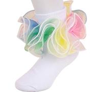 TINTAO Women Big Ruffle Ankle Socks,Double Lace Turn Cuff Lightweight Cotton Frilly Dress Cute Girl Sock with Ruffles,#W101, Mixed Color 05, 5-10.5