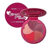 TINTARK Heart Me More Blush Palette, Bronzer Blush & Highlighter, Talc-Free Powder, Bright Pink, Rose Purple, Peach Orange Glossier, Compact Palette