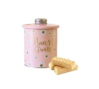 TinTastic Nan’s Treats Shortbread Biscuits Tin 180g - Traditional Butter Shortbread Cookies inside a Reusable Pink & White Daisy Floral Design Cookie Tin - Gift for Nan