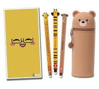 Tinte Ink Legami Erasable Pens with Matching 2 in 1 Silicone Pencil Case Gift Envelope! - Choose Cute Design! (Teddy Bear Case Set)