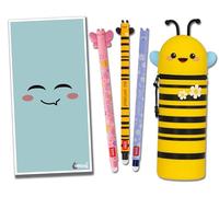 Tinte Ink Legami Erasable Pens with Matching 2 in 1 Silicone Pencil Case Gift Envelope! - Choose Cute Design! (Bee Case Set)