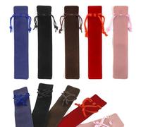 Tinte Ink Pen Case 1, 5, 10 Luxury Velvet Material with Draw Strings - Ideal Corporate Gift for Colleagues and Pen Enthusiasts. Perfect for Work and Events! (Black, 1) (5, Red)