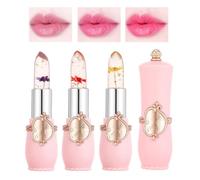 Tinted Lip Balm, Colour Changing Lip Balm 3Packs Clear Flower Jelly Lipstick Nutritious Moisturizer Balm Natural Lip Protection Lip Repair Gifts For Teenage Girl (Red+Yellow+Purple)