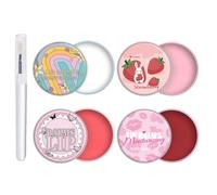 Tinted Lip Balm Set - 4 Pack Lip Balm Multipack with Silicone Lip Brush, Hydrating & Nourishing Lip Care, Stocking Stuffers for Teen Girls, Christmas Gifts & Stocking Fillers