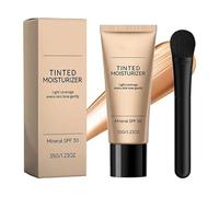 Tinted Moisturiser & Brush Bundle,Long-lasting Tinted Moisturizer, Covers Imperfections and Evens Skin Tone,Natural Soft Matte Finish,Oil Control Lightweight Foundation For All Skin Tones (1 pcs)