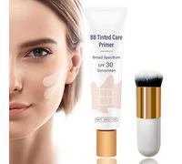 Tinted Moisturizer With Spf 30, BB Blur Tint Primer With Brush, Universal Sunscreen Moisturising Lotion for Women, Full Coverage Light-Medium Skin, Broad Spectrum Makeup Brighten Daily Cream,Ivory
