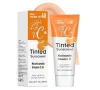 Tinted Sunscreen SPF 40, Vitamin C Tinted Moisturiser with SPF Anti-Ageing & No White Residue, Tinted Sunblock, Sun Cream Universal Shade for All Skin Tones