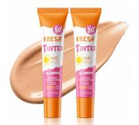 Tinted Sunscreen SPF 50+ Sun Cream - UVA & UVB Broad Spectrum Face SPF, Lightweight Oil Control Formula for Natural Glow, Even Skin Tone, Water & Sweat Resistant for Daily Face Care - 2PCS