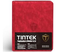 TINTEK 9-Pocket Trading Card Binder Album for Top Loader Cards - Holds 252 Cards, Compatible with 3" x 4" Sleeves, Card Holder for PTCG, Sports, TCG, Yu-Gi-Oh, MTG (red)
