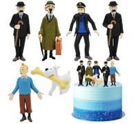 TinTin Figures Set,6pcs Action Figures Cake Toppers, Cartoons Cupcake Figurine For Kids, Birthday Baby Shower Theme Party Supplies