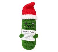 Tintinwiwigo Christmas Crochet Kit, Emotional Support Pickle,Positive Pickle,Emotional Support Crochet, with Emotional Encouraging Card,Cute Knitted Crochet-Dolls Soft Plush for Friend