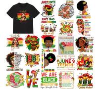 Tintnut Black History Month Iron on Transfers for T-Shirts 21pcs DTF Decals | African heat transfer stickers,easy to cut,weed & transfer,stretchy & washable,for fabric decor crafts DIY