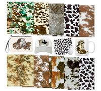 Tintnut Cowhide Infusible Transfer Ink Sheets - 10 Sheets 12"x10", Cow Print Sublimation Transfer Paper Bundle Compatible with Cricut for DIY Mugs, Tumblers, Key Chain, T-Shirts