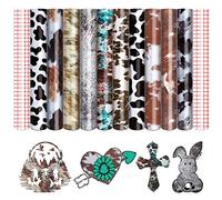 Tintnut Cowhide Permanent Vinyl - 10 Sheets 12&quot;x10&quot;, Cow Print Adhesive Vinyl, Animal Print Vinyl, Permanent Outdoor Vinyl for Decor Sticker