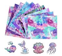 Tintnut Deep Sea Mermaid HTV Heat Transfer Vinyl:10 Sheets 12" x 10" Inch Mermaid Style Iron on Vinyl Heat Transfer Vinyl for Apparel and Gift Creation