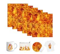 Tintnut Flame Infusible Transfer Ink Sheets - 6 Sheets 12"x10", Burning Fire Sublimation Transfer Paper Bundle Compatible with Cricut for DIY Mugs, Tumblers, Key Chain, T-Shirts