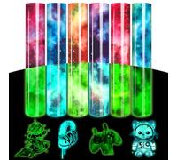 Tintnut Glow in Dark HTV Heat Transfer Vinyl - 12x10 inch 6 Sheets Luminous Color Changing Iron on Vinyl Galaxy HTV Vinyl for T-Shirts DIY Compatible with Cricut or Silhouette Cameo…, Blue