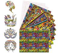 Tintnut Kwanzaa African Pattern Permanent Vinyl 10 Pieces 12"x10" Waterproof Sheets Self-Adhesive Permanent Vinyl Sheets Set for Outdoor,Cutting Machine,Party Decoration, DIY Mugs, Home Decal
