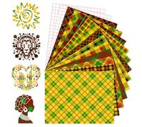 Tintnut Kwanzaa Permanent Vinyl 12 Pieces 12"x10" African Check Waterproof Self-Adhesive Vinyl Sheets Set for Outdoor, Cutting Machine, Party Decoration, DIY Mugs, Home Decal