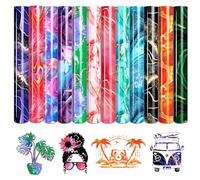 Tintnut Marble Heat Transfer Vinyl - 12 Sheets 10 x 12 Inch Bundles Watercolour Gold Pattern Iron on Vinyl Opal Ombre Print HTV Transfer DIY T-Shirt Gift Canvas Bag for Cricut or Silhouette Cameo