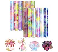 Tintnut Neon Watercolor HTV Heat Transfer Vinyl:12 Sheets 12" x 10" Inch Neon Watercolor Patterned Iron on Vinyl Heat Transfer Vinyl for Apparel and Gift Creation