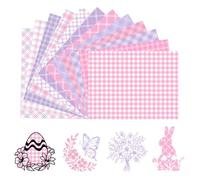 Tintnut Plaid Pattern HTV Heat Transfer Vinyl 12 Sheets 12" x 10" Inch Pink Purple Style Iron on Vinyl Heat Transfer Vinyl Set for Apparel,Gift Creation and Home Decal