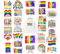 Tintnut Rainbow Colours Iron-On Transfers DTF LGBT Community Iron-On Transfers for Textiles 30 Pieces Iron on Transfers Vinyl Stickers for Clothes, Bags and Decoration DIY Design