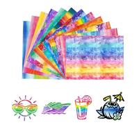 Tintnut Rainbow Gradient Watercolor HTV Heat Transfer Vinyl:12 Sheets 12 x 10 Inch Rainbow Gradient Watercolor Patterned Iron on Vinyl Heat Transfer Vinyl for Apparel and Gift Creation