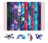 Tintnut Watercolor Galaxy Permanent Vinyl 10 Pack 12"x10" Adhesive Vinyl Sheet Set, Self-adhesive Vinyl Sheets for Cutting Machine, Outdoor Permanent Vinyl Sheets for Party Decoration