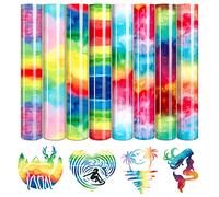 Tintnut Watercolor Heat Transfer Vinyl - 8 Sheets 10x12 Inch Rainbow Iron On Vinyl Ombre Htv for Clothes,for Cricut & Silhouette Cameo