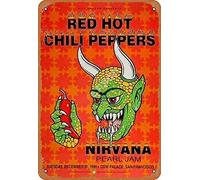 Tinwall Decorfun Decoration For Home Kitchen Bar Room Garage Plaque,Red Hot Chili Peppers Nirvana Pearl Jam For Garage Man Cave Cafee Bar Pub Club Decor Funny Vintage Metal Sign Poster 8X12 Inches