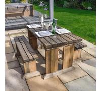 Tinwell 5ft Picnic Table and Bench Set, L152 x W158 cm, Rustic Brown Rutland County Garden Furniture Ltd Brown One Size